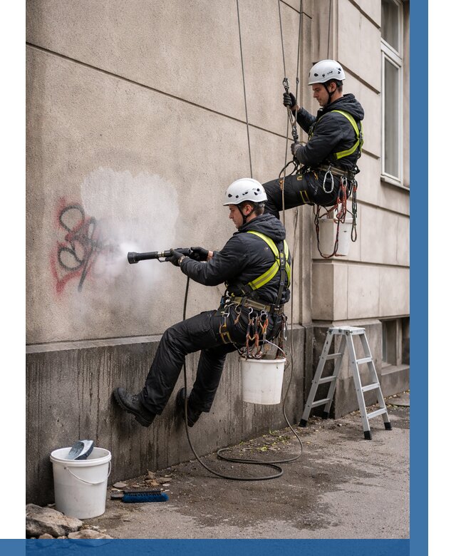 Удаление граффити с фасада в Бийске от 4674 р. | ВЫСОТНИК-Бск