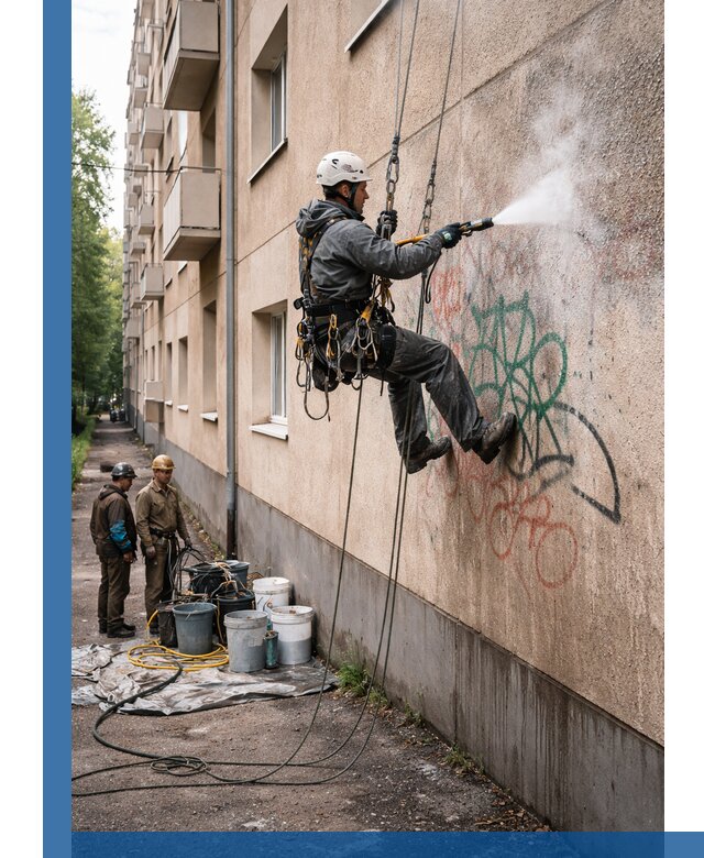 Удаление граффити с фасада в Бийске без следов и повреждений