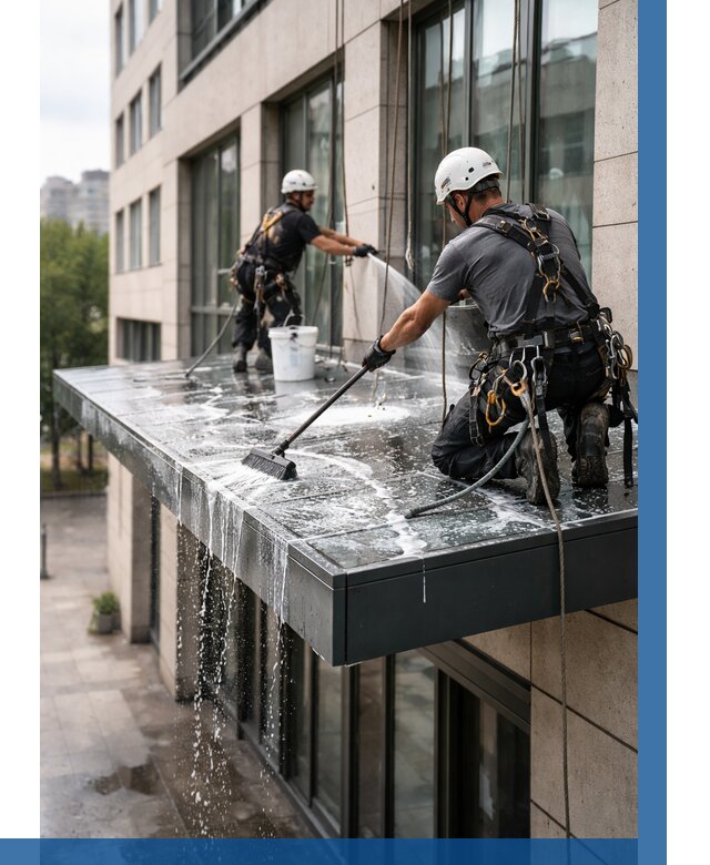 Мойка козырьков и навесов в Бийске от 3635 р. | ВЫСОТНИК-Бск