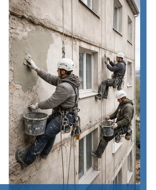 Ремонт штукатурного фасада в Бийске от 779 р. под ключ | ВЫСОТНИК-Бск