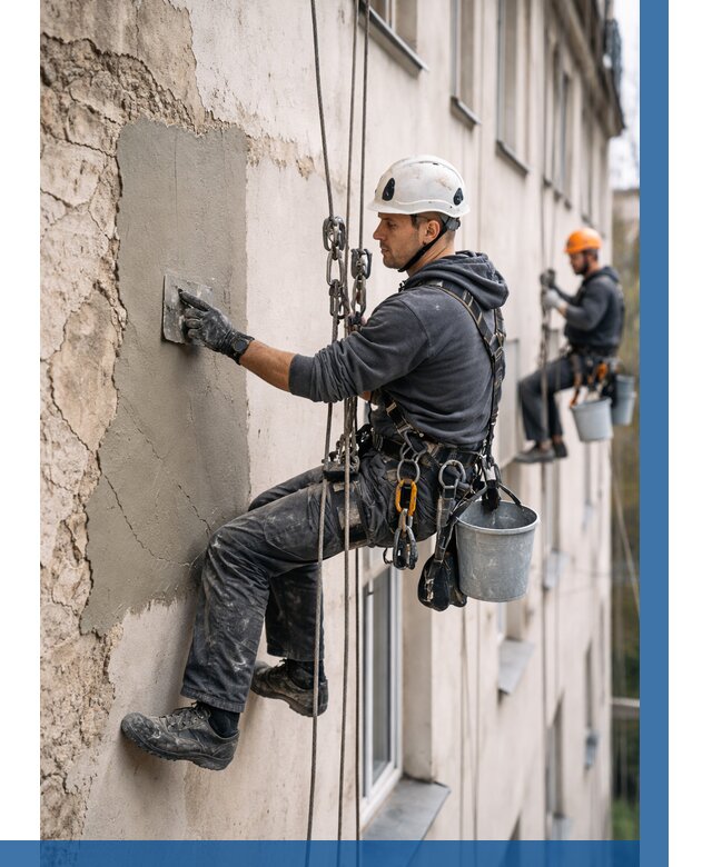 Восстановление штукатурки фасада в Бийске от 1246 р. | ВЫСОТНИК-Бск