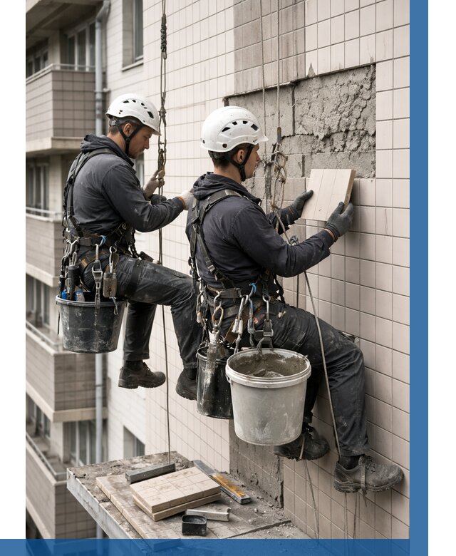 Ремонт облицовки фасада плиткой в Бийске от 1870 р. | ВЫСОТНИК-Бск