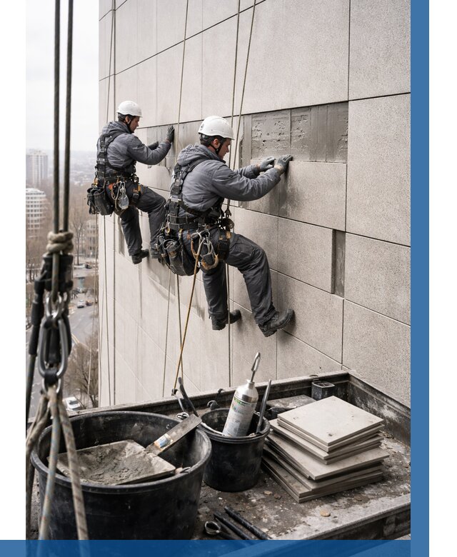 Ремонт фасада из керамогранита в Бийске от 2597 р. | ВЫСОТНИК-Бск