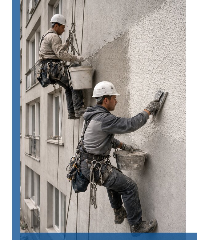 Нанесение декоративной штукатурки короед на фасад в Бийске