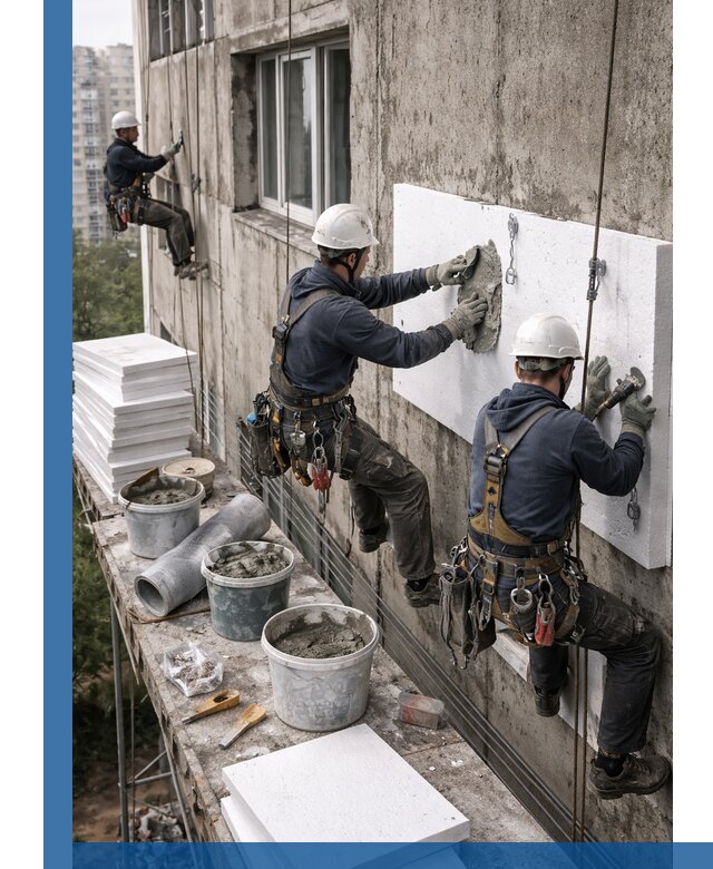 Утепление фасада пенополистиролом в Бийске под ключ