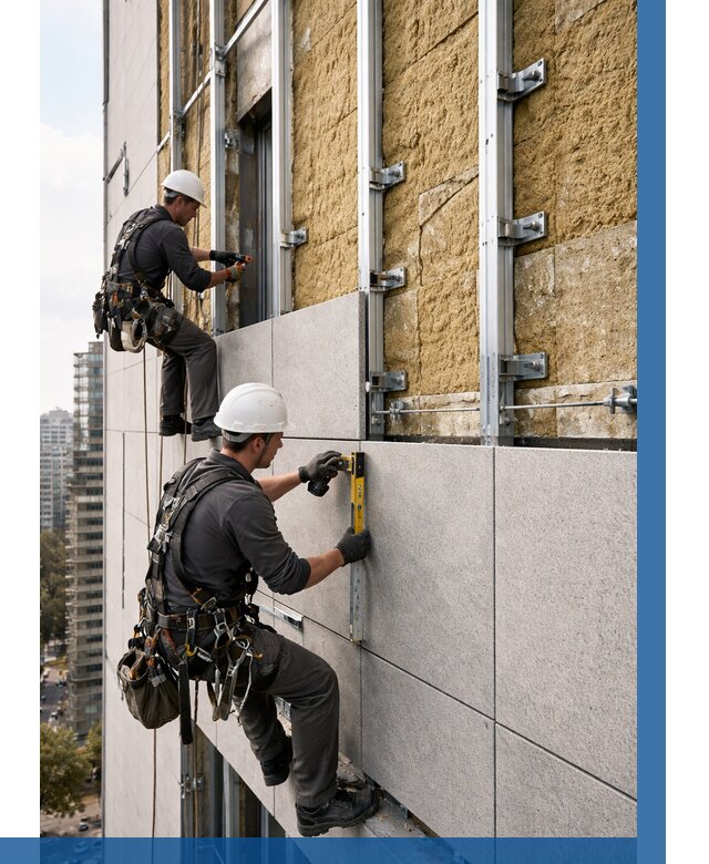 Монтаж вентилируемого фасада в Бийске от 3635 р. | ВЫСОТНИК-Бск