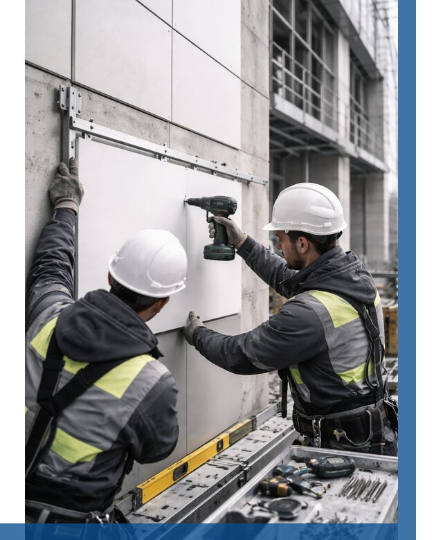 Монтаж композитных панелей фасада в Бийске от 2597 р. | ВЫСОТНИК-Бск