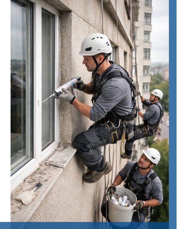 Герметизация оконных швов снаружи в Бийске от 1558 р. | ВЫСОТНИК-Бск