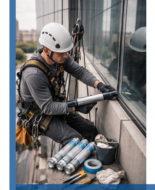 Герметизация стыков витража в Бийске для герметичных фасадов