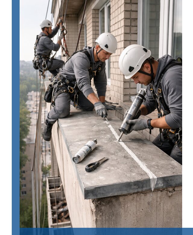 Герметизация балконного козырька в Бийске профессионально