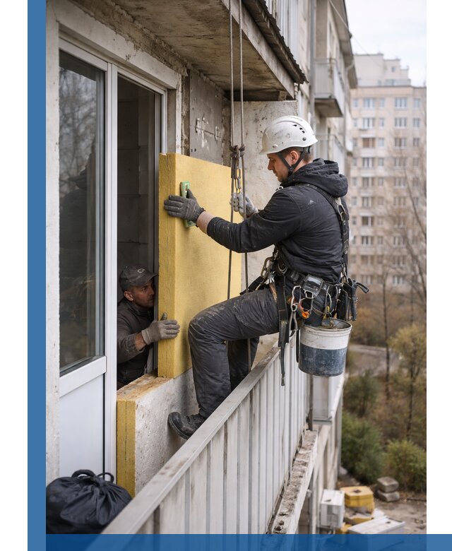 Профессиональное утепление балкона снаружи в Бийске под ключ