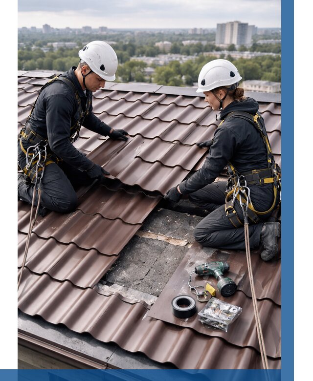 Ремонт металлочерепицы на крыше в Бийске от 935 р. | ВЫСОТНИК-Бск