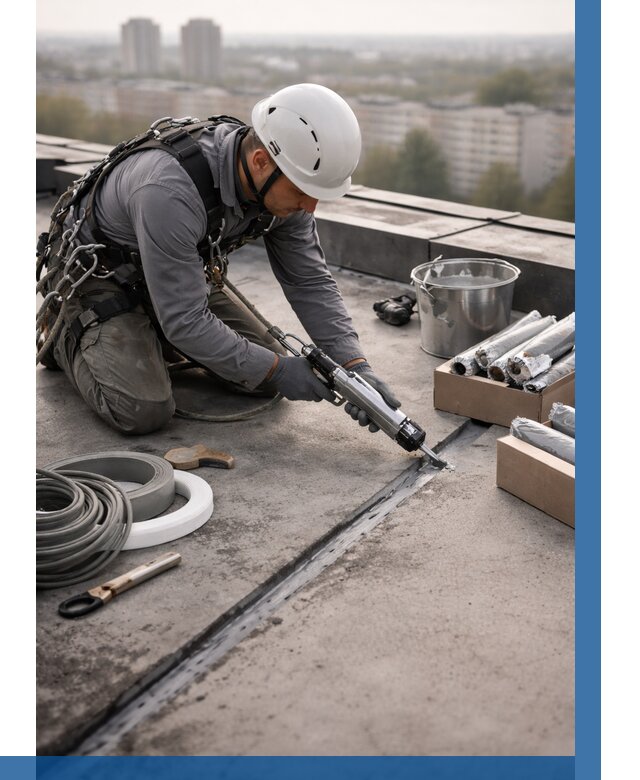 Герметизация швов кровли в Бийске от 467 р./м2 | ВЫСОТНИК-Бск