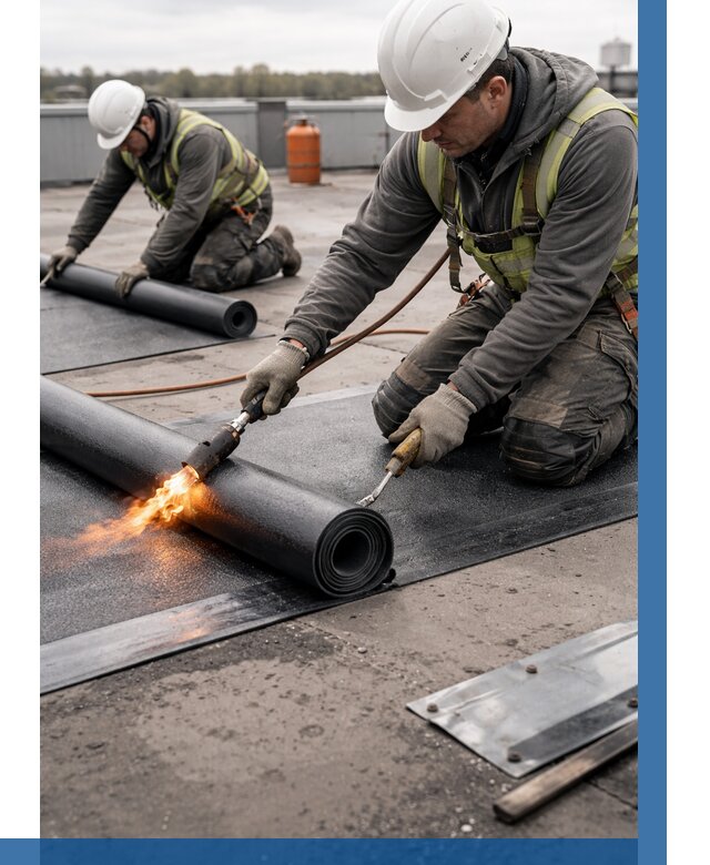 Монтаж наплавляемой кровли в Бийске от 883 р. — ВЫСОТНИК-Бск