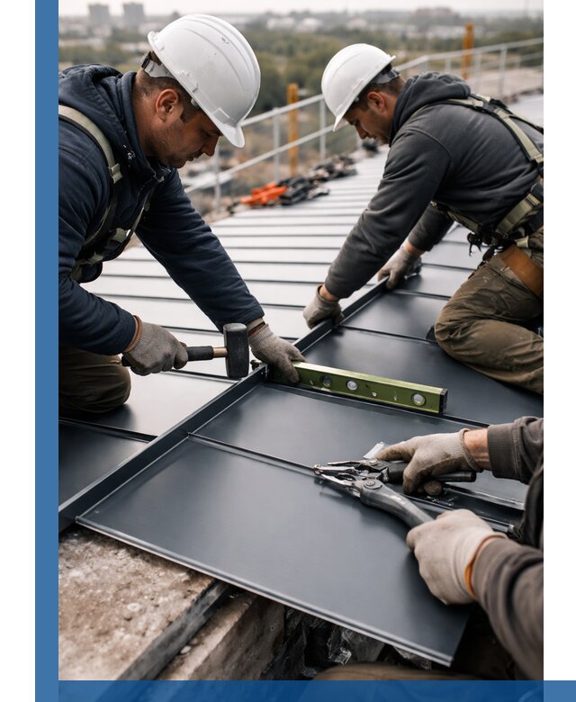 Монтаж фальцевой кровли в Бийске для промышленных зданий