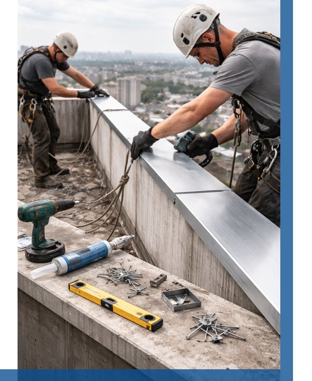 Монтаж парапетных крышек в Бийске от 831 р. | ВЫСОТНИК-Бск