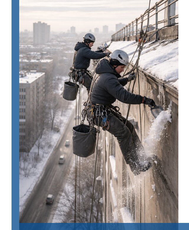 Очистка карнизов от снега в Бийске профессионально и безопасно
