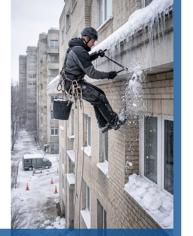 Удаление наледи с карнизов в Бийске от 364 р. | ВЫСОТНИК-Бск