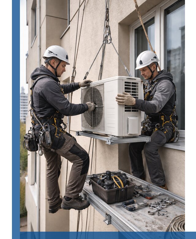 Перенос внешнего блока кондиционера в Бийске с монтажом и крепежом