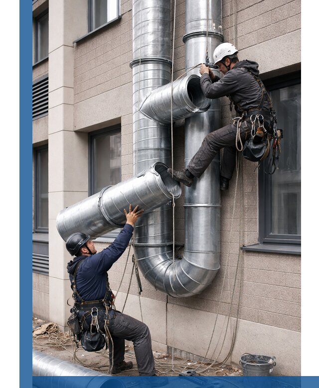 Монтаж фасадных воздуховодов в Бийске с герметизацией и крепежом