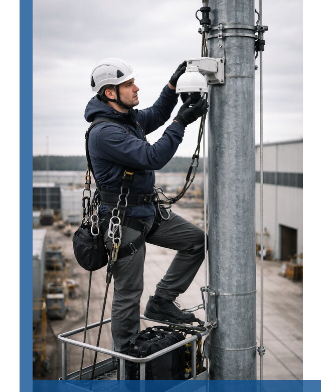 Профессиональная установка видеокамер на мачте в Бийске