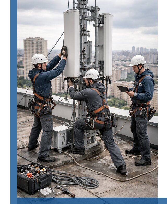 Монтаж антенн связи на крыше в Бийске с вводом в эксплуатацию