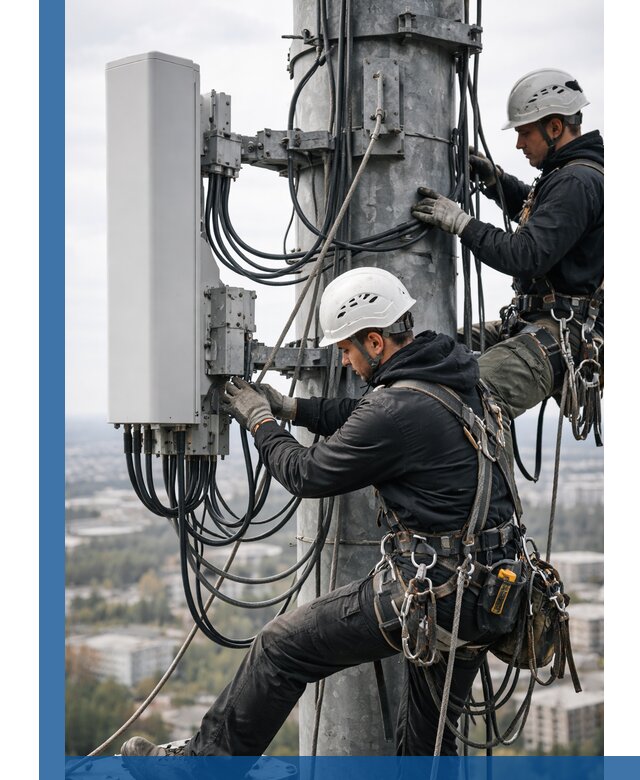 Монтаж оборудования связи на мачте в Бийске с пусконаладкой