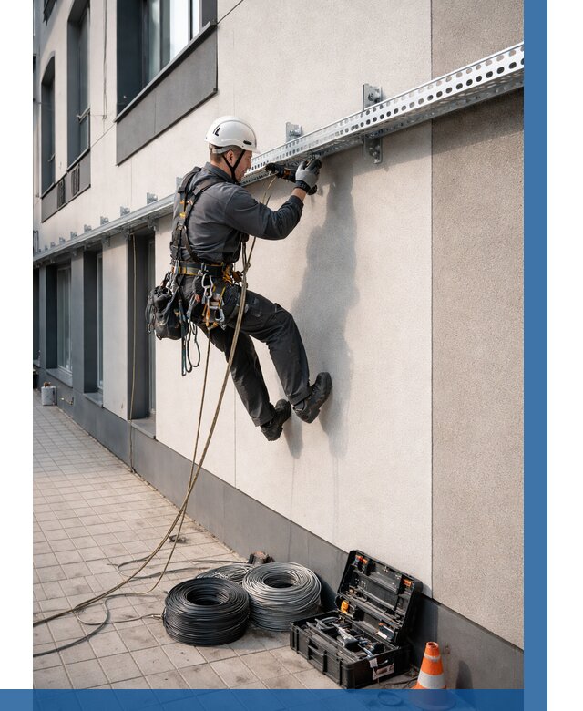 Монтаж кабельных лотков на фасаде в Бийске от 1246 р. | ВЫСОТНИК-Бск