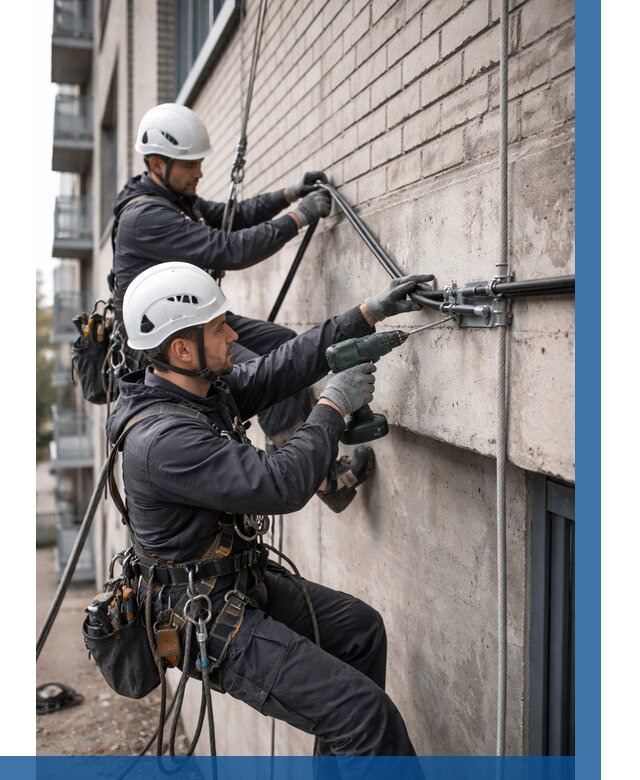 Крепление кабеля на фасаде в Бийске от 364 р. | ВЫСОТНИК-Бск