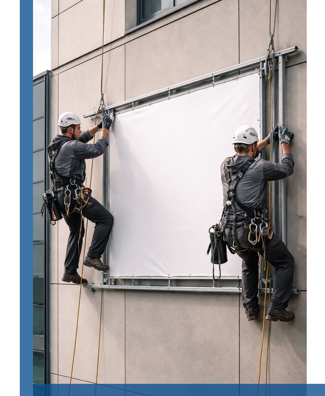 Монтаж наружной рекламной вывески в Бийске под ключ