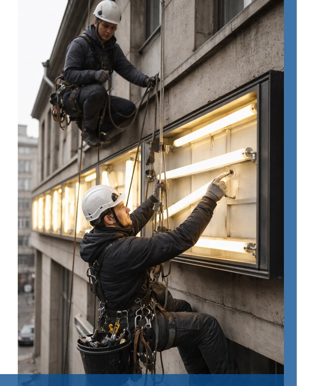 Замена ламп в вывеске в Бийске под ключ от 3635 р. | ВЫСОТНИК-Бск