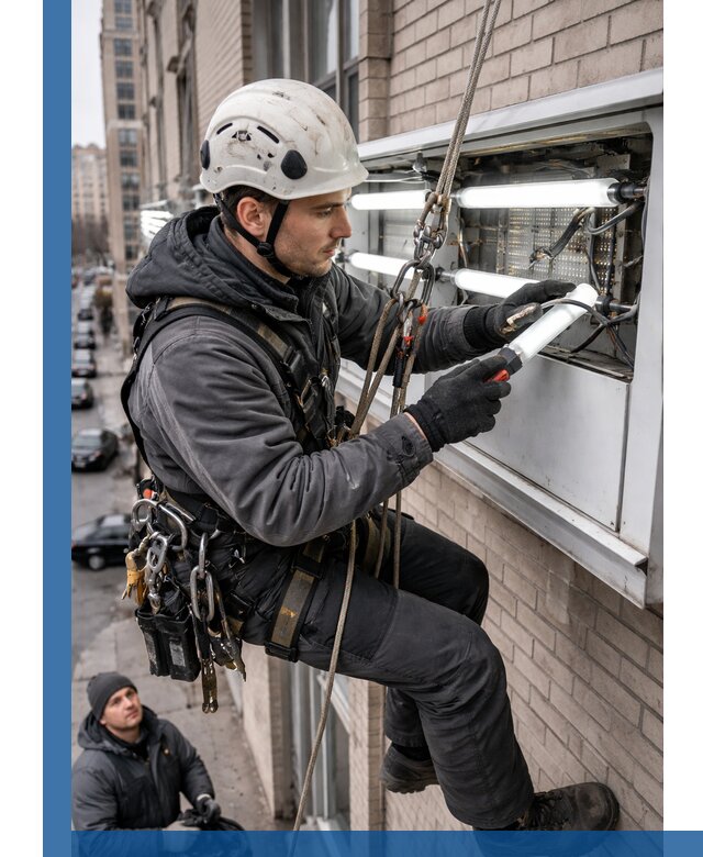 Профессиональная замена ламп в наружной вывеске в Бийске