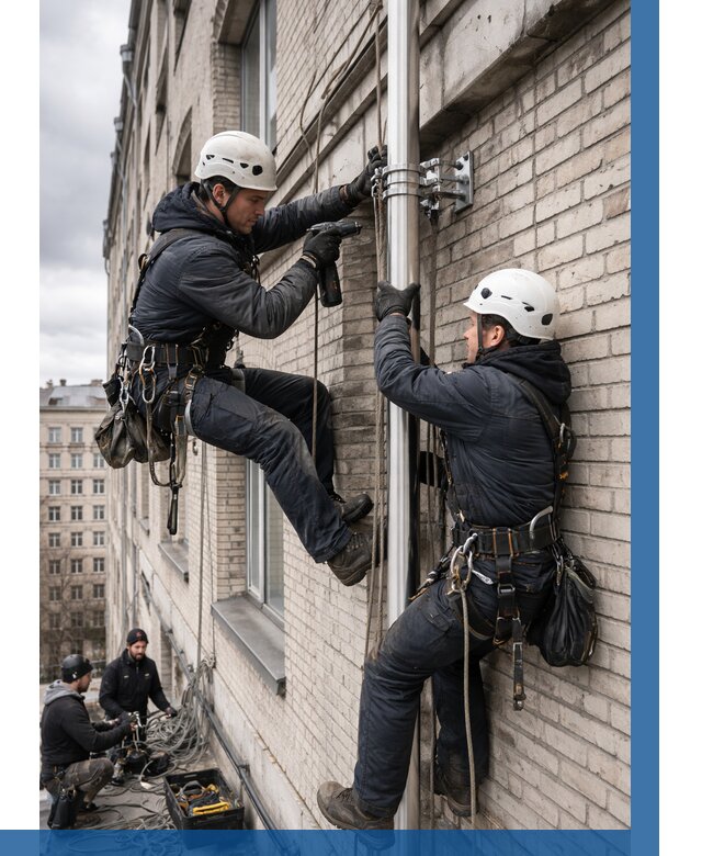 Монтаж флагштока на здании в Бийске от 6752 р. | ВЫСОТНИК-Бск