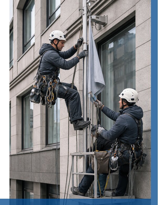 Установка флагов на фасаде в Бийске от 4674 р. | ВЫСОТНИК-Бск