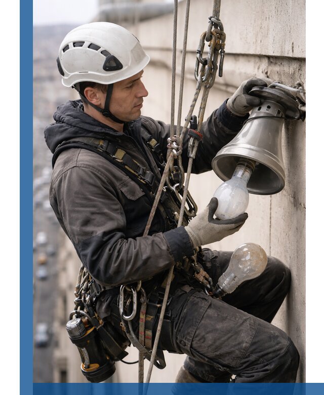 Замена ламп на высоте в Бийске профессионально и быстро