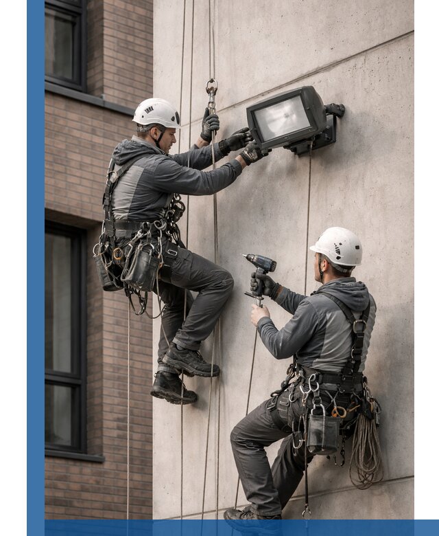 Профессиональный монтаж фасадных прожекторов в Бийске под ключ