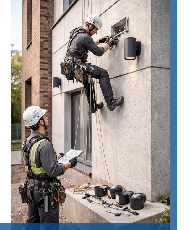 Монтаж фасадного освещения в Бийске от 2597 р. | ВЫСОТНИК-Бск