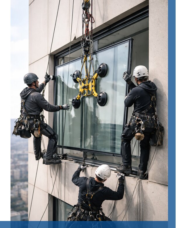 Монтаж стеклопакетов на высоте в Бийске от 3324 р. | ВЫСОТНИК-Бск