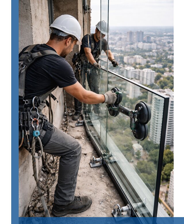 Монтаж стеклянных ограждений под ключ с гарантией в Бийске