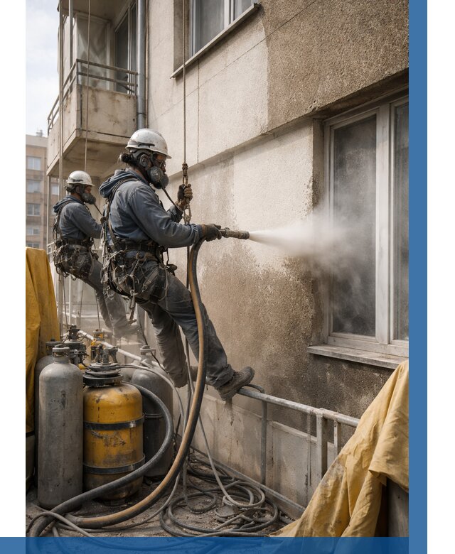 Пескоструйная очистка фасада в Бийске от 675 р. | ВЫСОТНИК-Бск