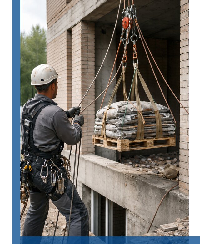 Подъем материалов на этаж веревками в Бийске оперативно
