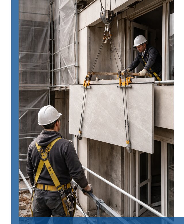 Подъем керамогранита на этаж в Бийске грузчиками и техникой