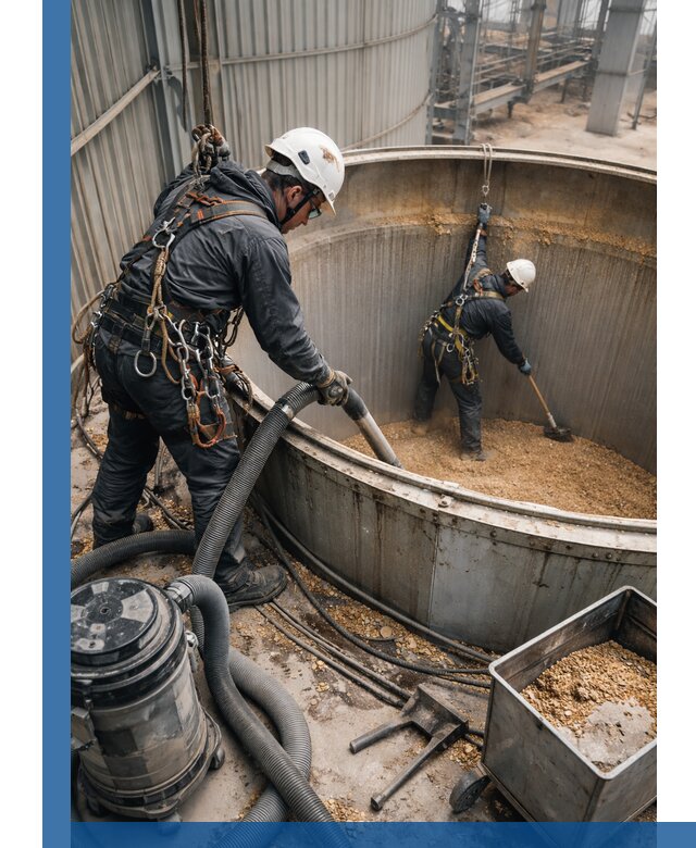 Профессиональная чистка зерновых бункеров в Бийске с выездом