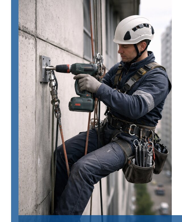 Установка анкерных точек для высотных работ в Бийске